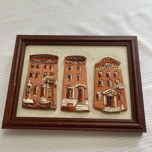 Baltimore Clay Rowhouses By Jon Stephens Framed Sculptures 1987 VTG